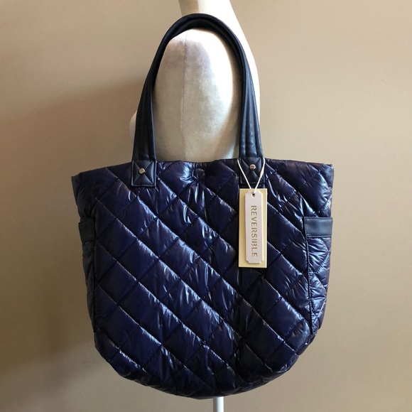 Madison West Handbags - Madison West reversible navy/grey bag, NWT